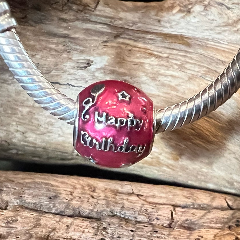 Authentic Pandora Bead Birthday Celebration Charm Pink Fuchsia Cerise Enamel